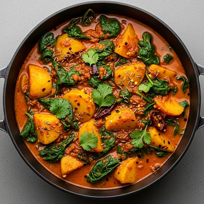 Potato Mushroom & Spinach Curry 