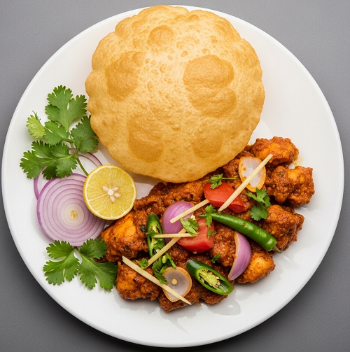 Shredded Chilli Chicken Poori 